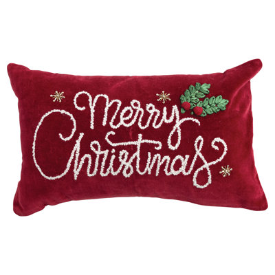 Merry Christmas Cotton Velvet Lumbar Pillow