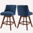 26.6" H Mid-century Modern Fabric Upholsted Swivel Counter Height Barstool with Brown Solid wood Legs, Set of 2	-1520222409