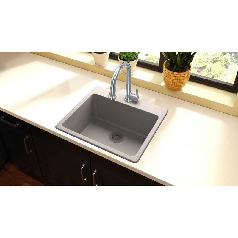 Quartz Classic 25" x 22" x 9-1/2" Drop-In Kitchen Sink, Greige
