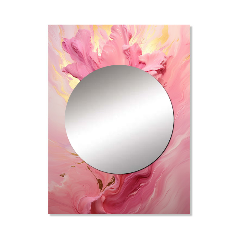 Bohatice Pink Radiant Dusk Dream II - miroir décoratif abstrait, miroir mural moderne, impression d'art en métal