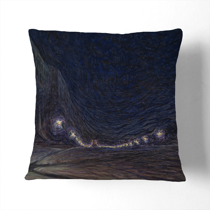 Night Scene At Hornsgatan Square Throw Cushion, 40cm H x 40cm W x 15cm D, Black