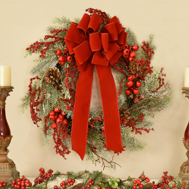 Pine and Berry 22" Polyester Wreath