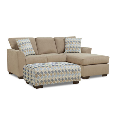 Huldah 84" Right Hand Facing Sofa & Chaise with Ottoman