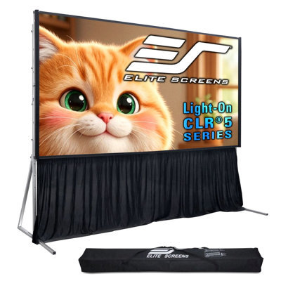 Light-On CLR® 5, Portable Ceiling/Ambient Light Rejecting Ultra-Short Throw Folding-Frame Projector Screen, 124" Diag., 16:9, Carrying Bag