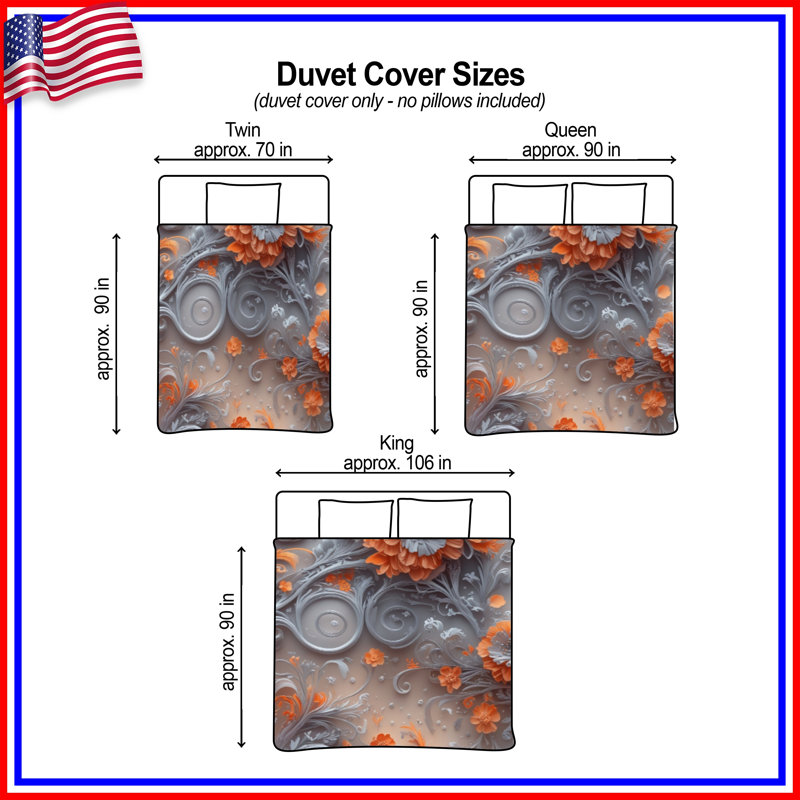 Intricate Floral Arrangement Duvet Covers, Lit simple