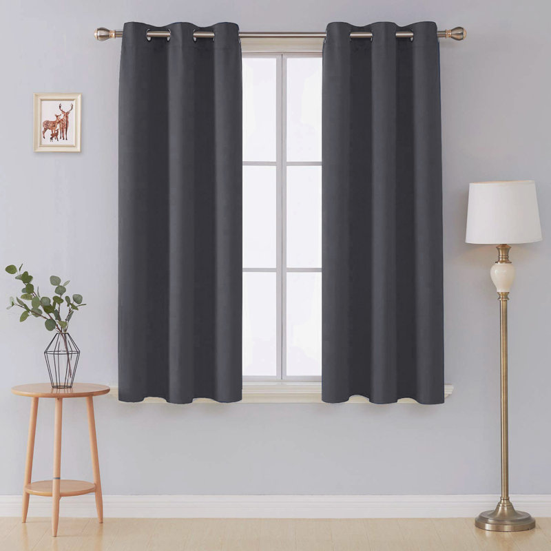 Jeffro Pair Eyelet Blackout Curtains, Grey, 228.6cm Width x 137.16cm Drop