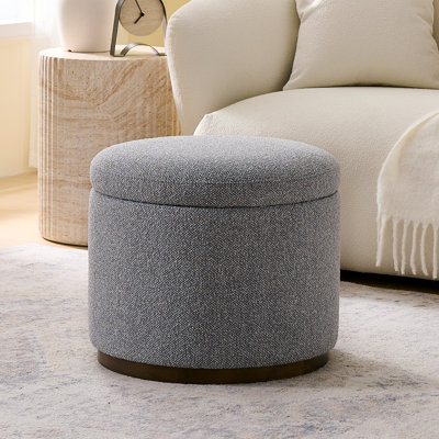 50.5cm Wide Round Solid Colour Footstool Ottoman with Storage