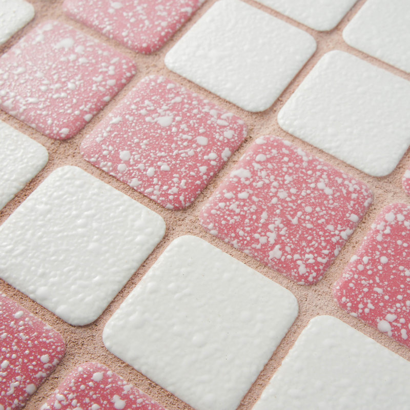 Crystalline Market 1.3" x 1.3" Porcelain Grid Mosaic Wall & Floor Tile, Flamingo