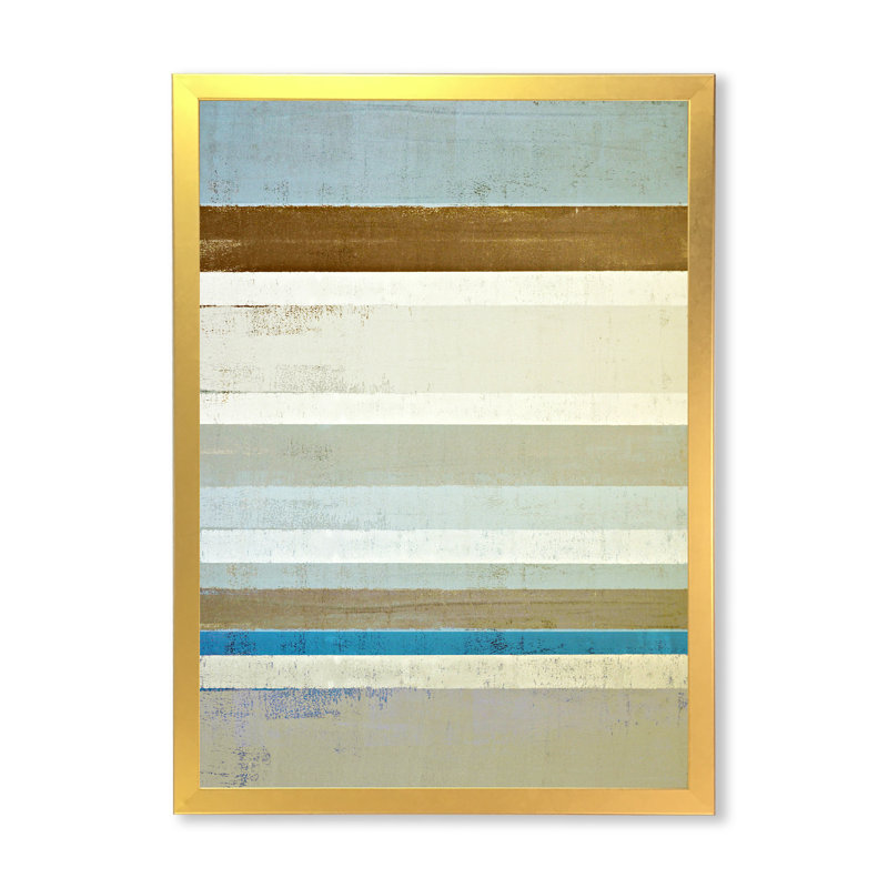 «Teal Meets Beige Abstract Art II», art mural moderne et contemporain sur toile, H 32 po x l 16 po x P 1 po, Encadrement doré