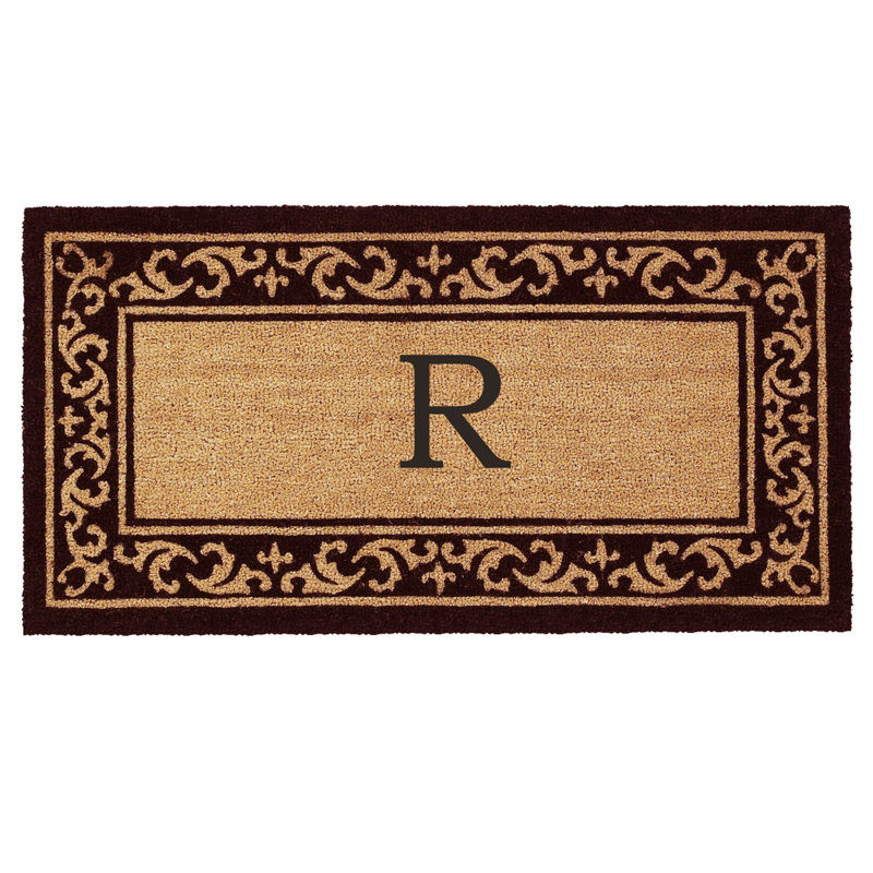 Zawacki Personalizable Non-Slip Doormat, R, Rectangle 2' x 4'