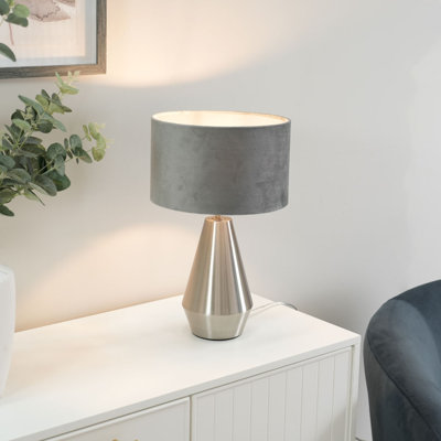 Jax Metal Dimmable Touch Table Lamp with Velvet Drum Shade with LED Bulb