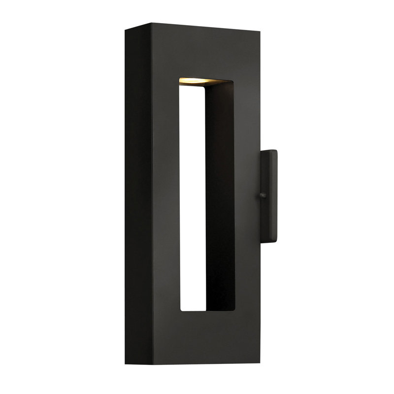 Atlantis 2 - Bulb Frosted Glass Outdoor Wall Lantern, Satin Black, 16" H x 2.75" W x 6.5" D