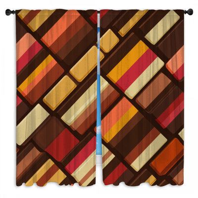 Geometric Shapes Window Curtains  Abstract Sheer & Room Darkening - 2 Panels