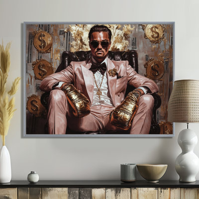 Loup de Wall Street avec lunettes, gant et classeur - homme, art mural
