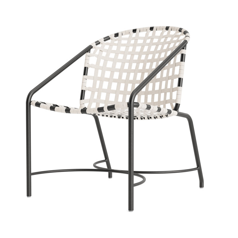 Kantan Outdoor Lounge Chair, Textured Pewter/White Suncloth Lace
