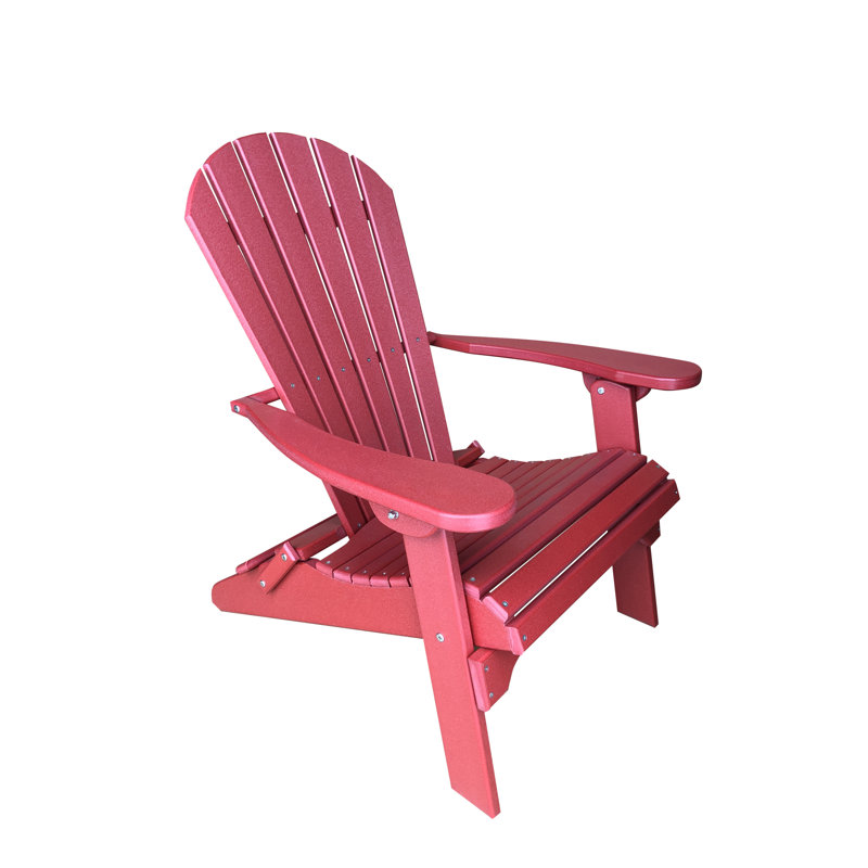 Ansel Plastic Folding Adirondack Chair - Poly Outdoor Furniture, Cranberry