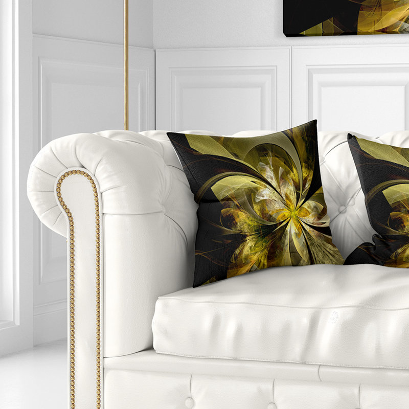 Coussin de conception floral fractal, 18 po x 18 po, Coussin décoratif