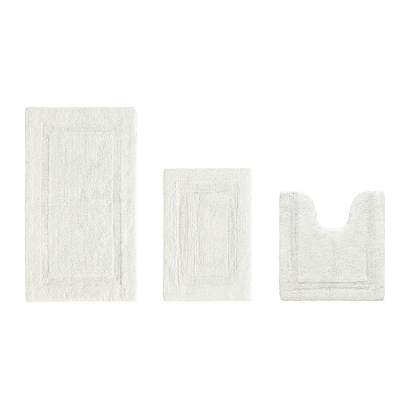 Annerose Premium 100% Cotton 3 Piece Bath Rug Sets, Machine Washable, Super Absorbent & Tufted Weave Reversible Bath Mat for Bathroom, Shower, and Tub, Oeko-Tex Certified Bathroom Rugs