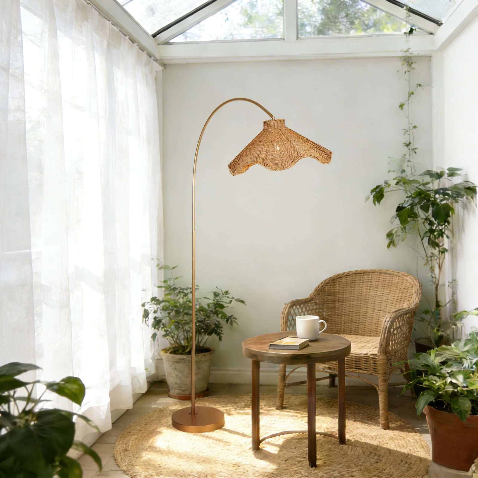 Jax 71" Dimmable Rattan Floor Lamp, Satin