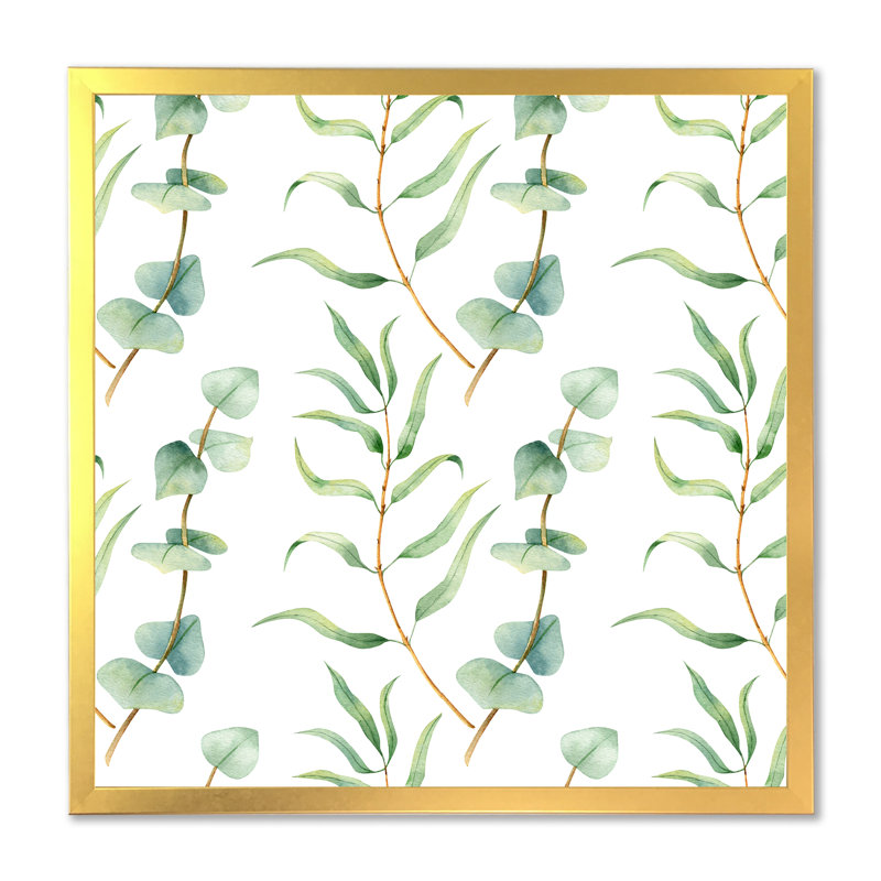 15_Feuilles d'eucalyptus sur fond blanc I - reproduction d'art sur toile traditionnelle, H 30 po x l 30 po x P 1 po