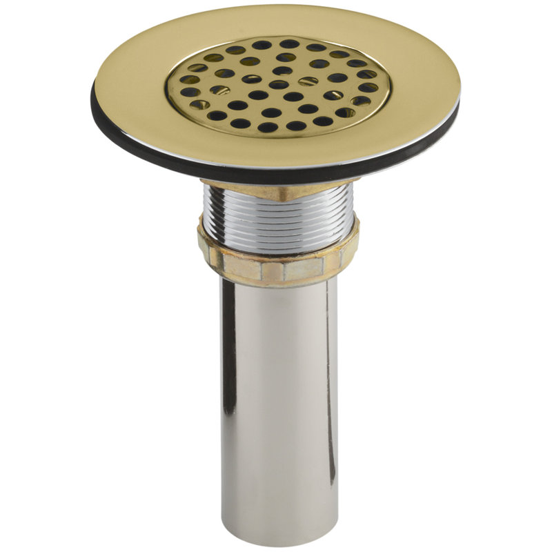 1.5" Grid Kitchen Sink Drain, Vibrant Polished Brass