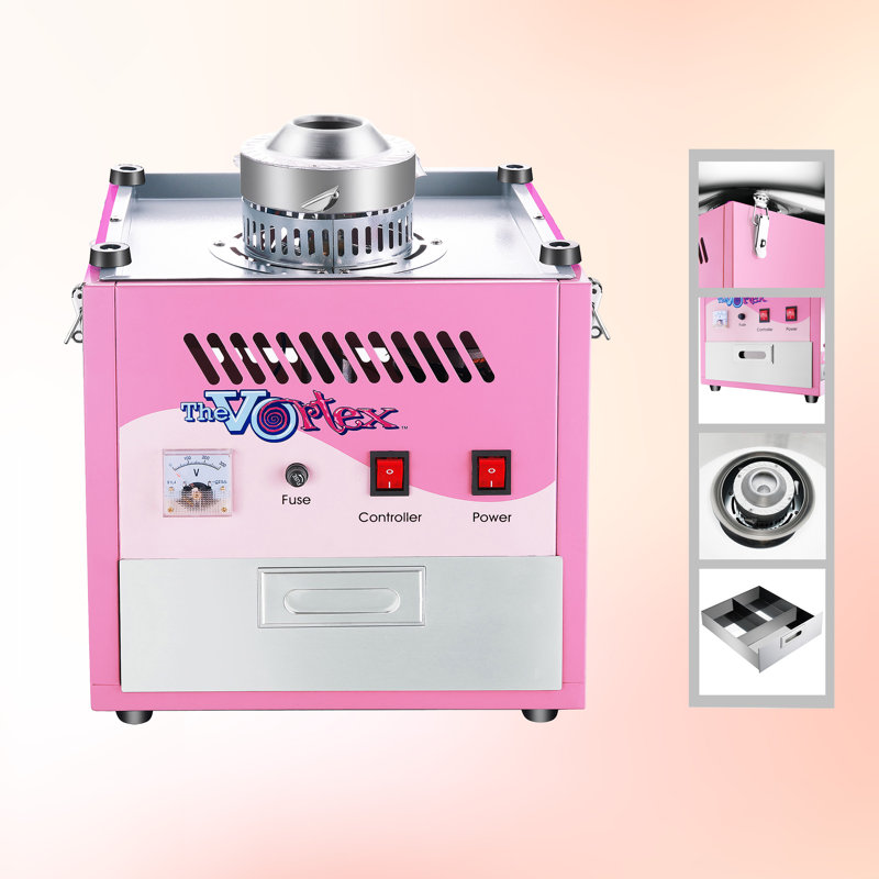 Cotton Candy Machine – 1000W Vortex Floss Maker with Stainless-Steel Pan - Uses Sugar or Hard Candy for Party Treat by Great Northern Popcorn (Pink)