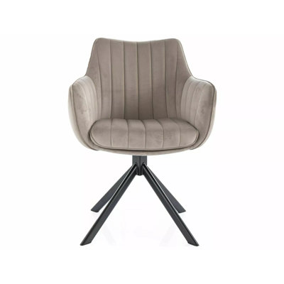 Miyonna 50cm H Bluvel Upholstered Metal Dining Chair in Dark Beige
