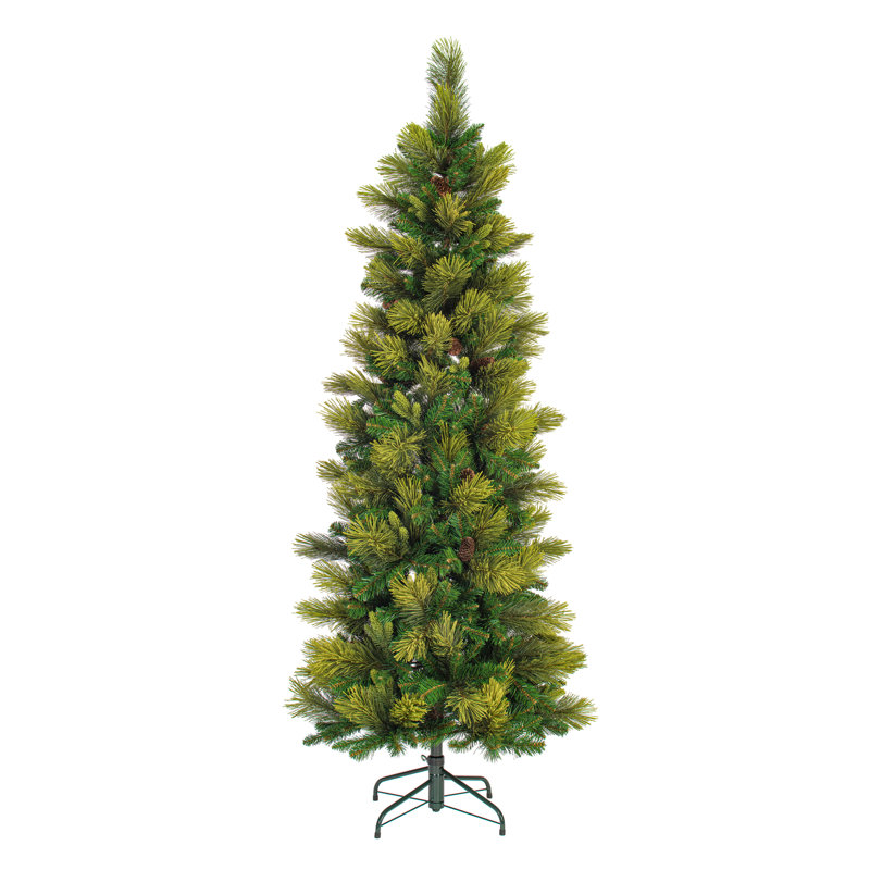  Sapin de Noël artificiel en mélange 6,5 pi x 30 po avec 862 pointes de sapin mélangées réalistes et un support en métal pliable. Assemblage requis.