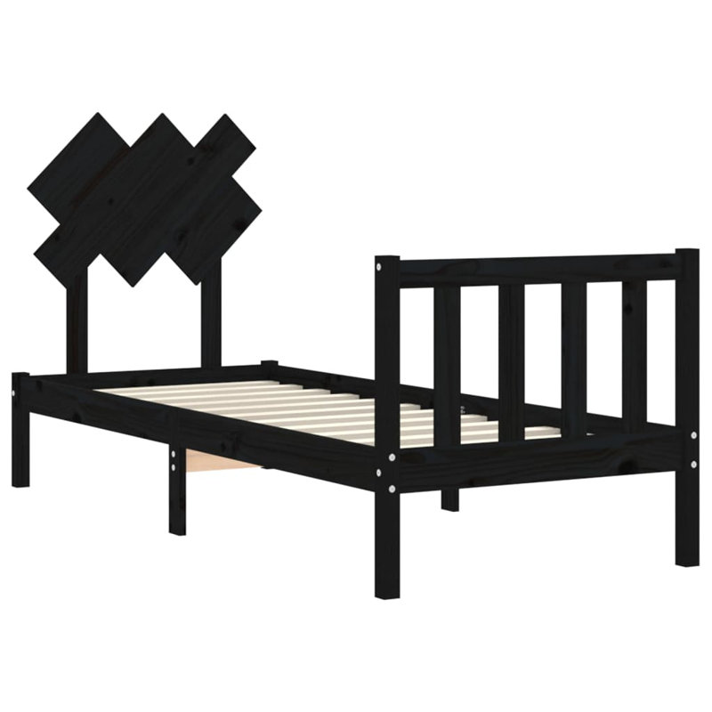 Bed Frame with Headboard, Small Single (2'6), Black