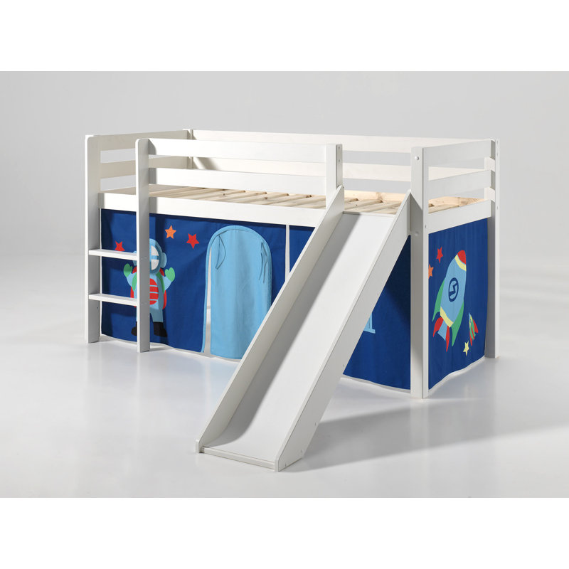 Pino European Single (90 x 200cm) Mid Sleeper Loft Bed Bed by Vipack, White, Basic