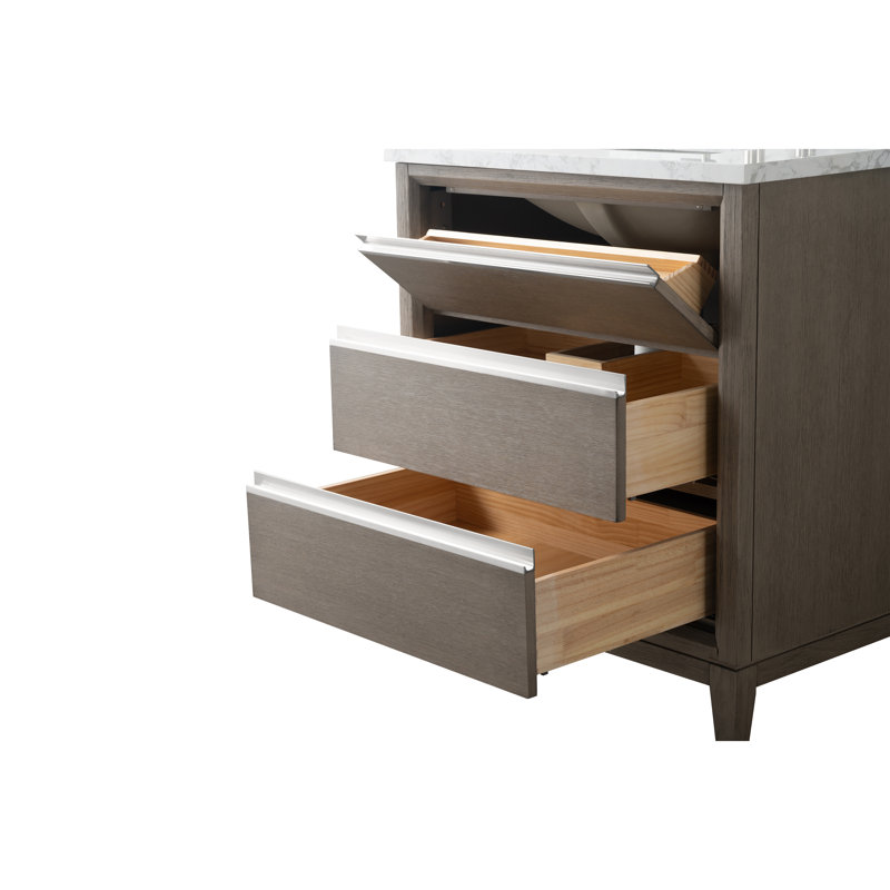 Meuble-lavabo simple 30 po avec comptoir, Bois flottant gris, 30"