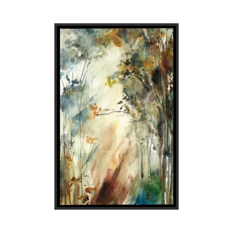 Forêt d'automne II par Sophie Rodionov, H 26 po x l 18 po x P 1,5 po, Toile avec cadre flottant noir