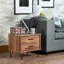 Wooden Accent Table With Walnut Finish And 2 Drawers Metal Guides