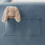 Lit plateforme tapissier simple avec tête de lit en forme d'oreille de lapin, barrière de sécurité et poche de rangement, tissu bleu bouclé durable bleu ciel-1785787419