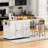 Kitchen Island With Extendable Dining Table, Kitchen Storage Cart With 3 Drawers, Power Outlet, Rolling Kitchen Island On Wheels With Spice Rack And 2 Door Cabinet, For Kitchen