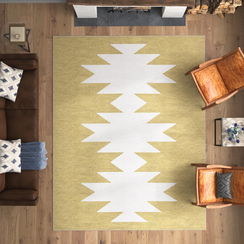 Savoy Minimalist Geometric Machine-Washable Moss/Cream Rug, Rectangle 7'10" x 10'