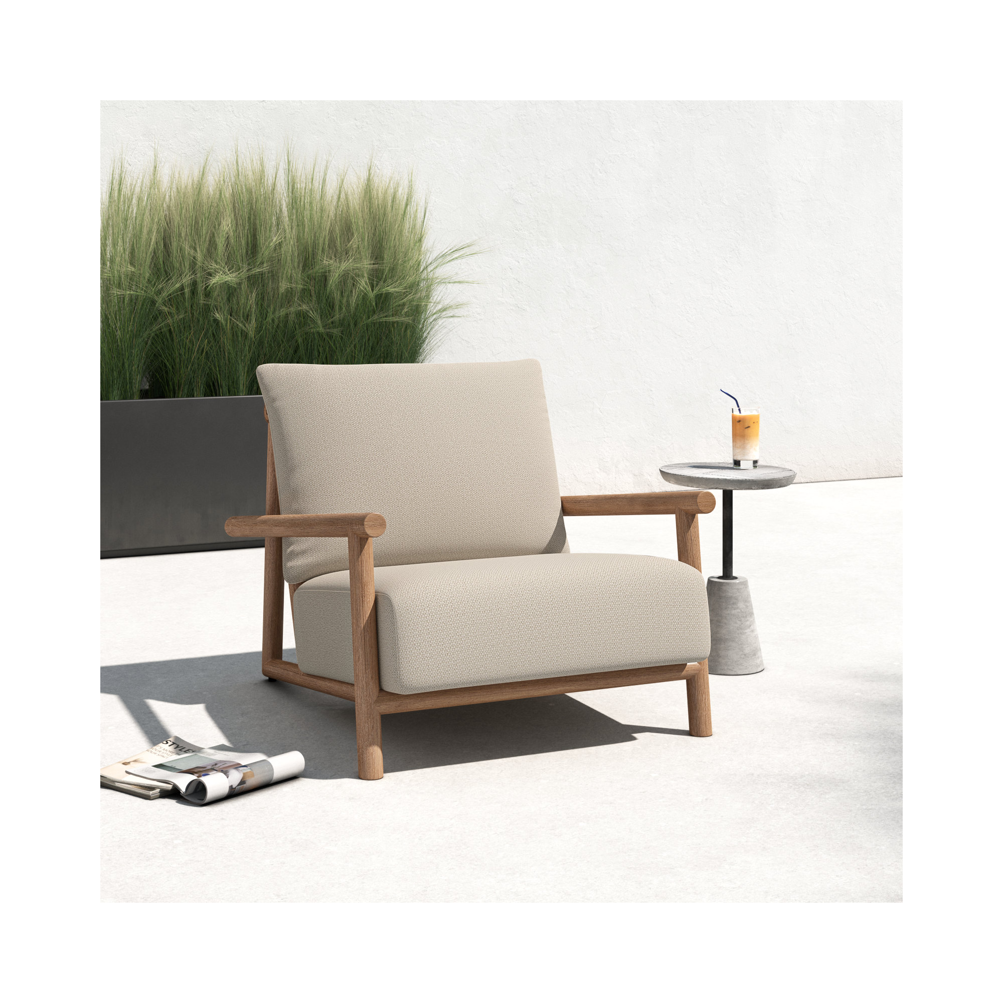 Ingo Teak Outdoor Lounge Chair, Natural Teak