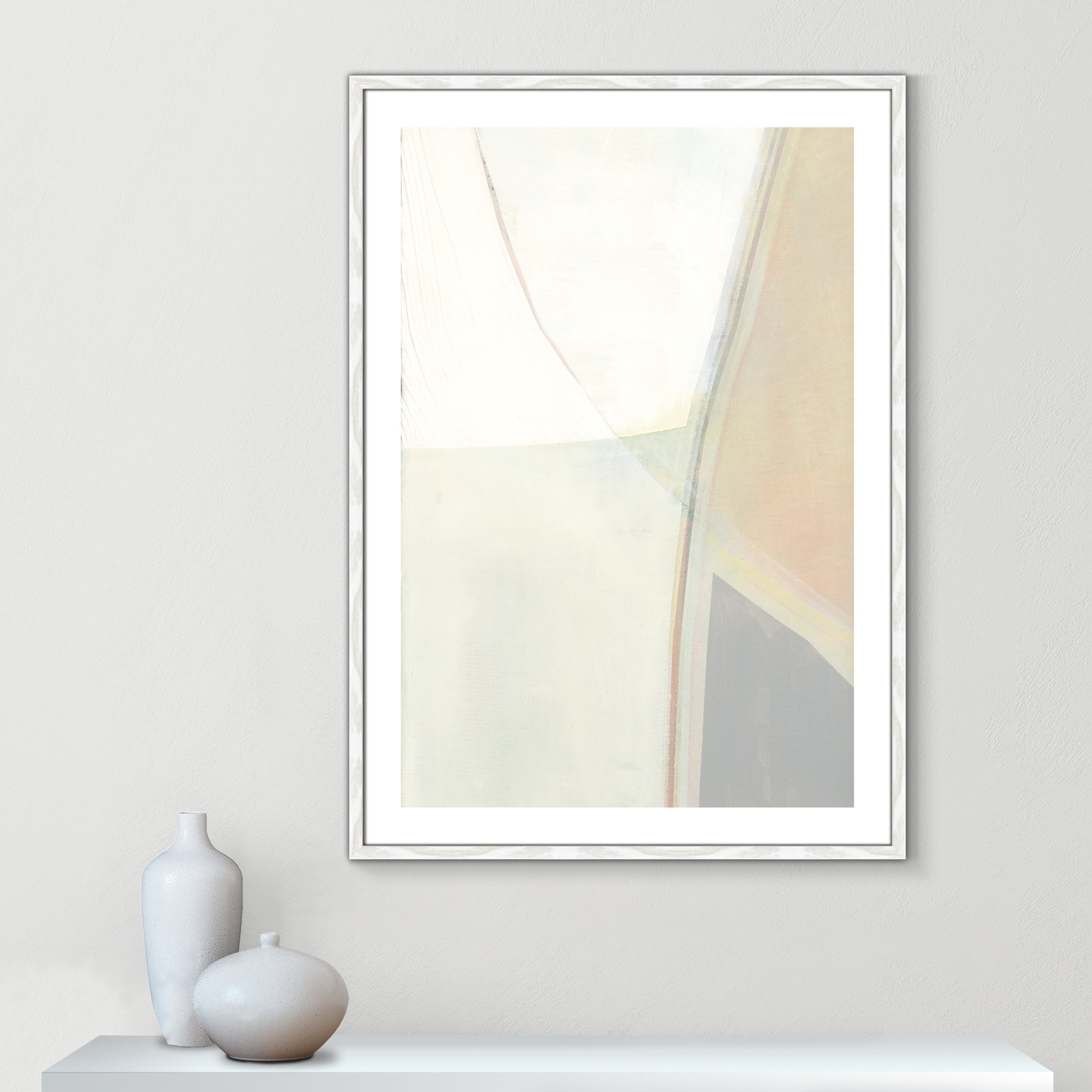 Alexandria "In Neutral II" Painting by Cartissi, 41.5" H x 29.5" W x 0.75" D, White Wood Framed Paper
