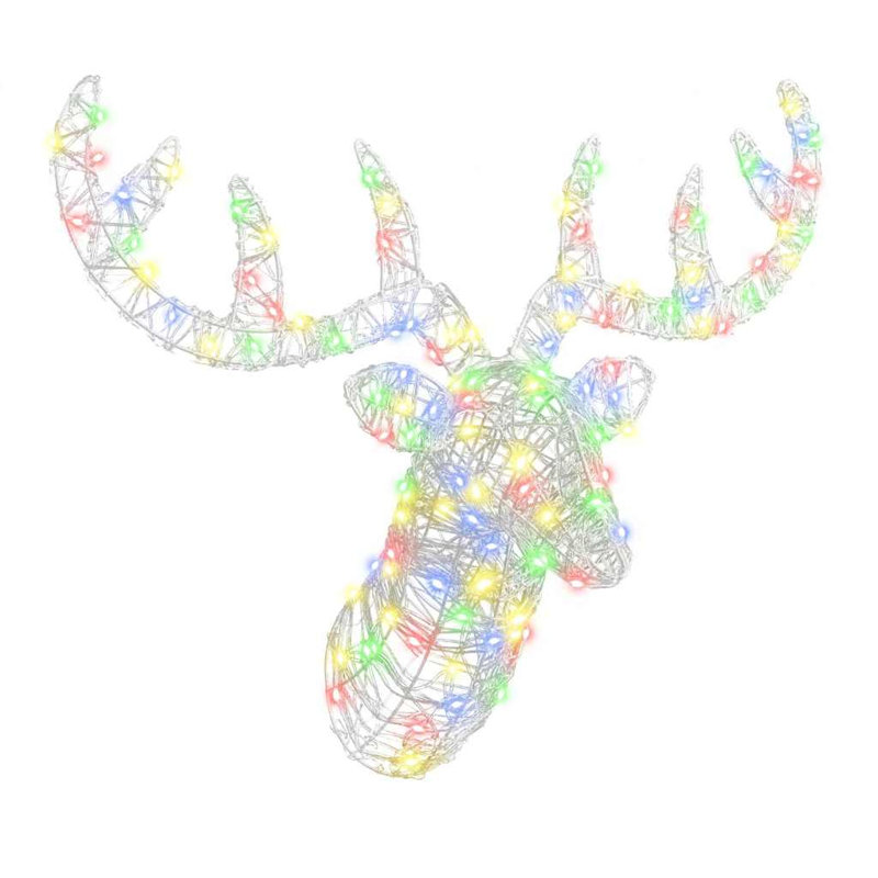 vidaXL Reindeer Head with 140 LEDs 60 cm Acrylic, Colourful