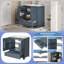 Meuble-lavabo en bois de 30 po de largeur avec lavabo en céramique, armoire de rangement de salle de bain avec tablette réglable, supports de porte et tiroir avec séparateur (bleu)-1696373118