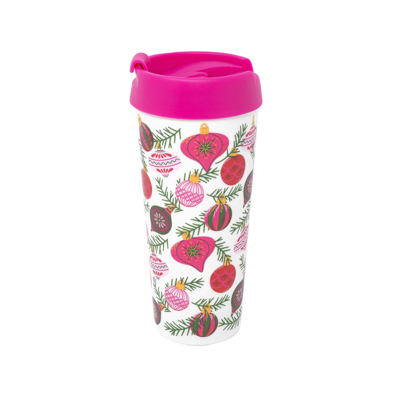 Tasse thermique en acrylique, ornements festifs