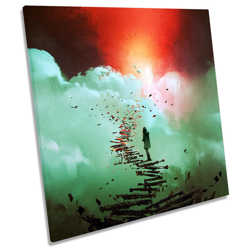 Sunset Staircase Sky Modern - Wrapped Canvas Painting, 60cm H x 60cm W x 2cm D