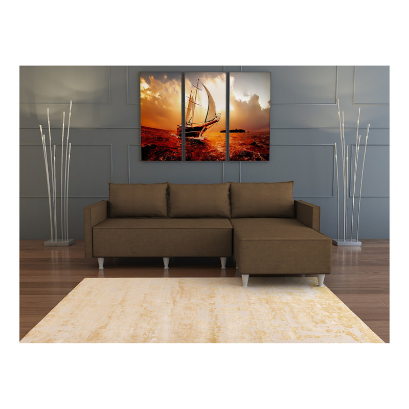 Aybuke Sectional, Brown Fabric
