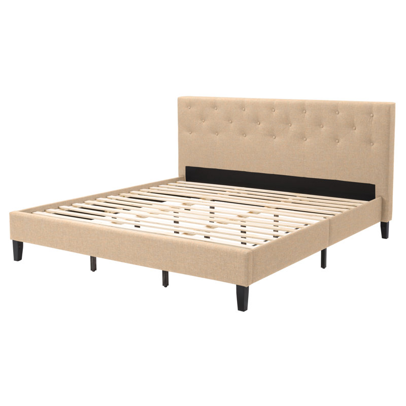 Achilles Upholstered Platform Bed, Cream, King