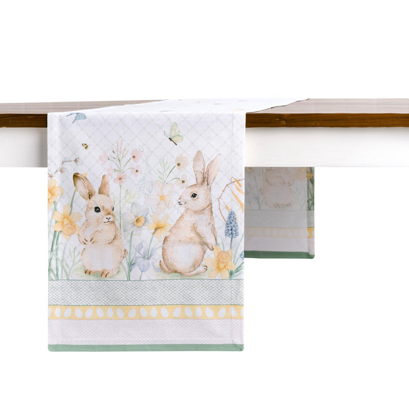 Maison d' Hermine Table Runner 100% Cotton Single Layer Table Runners 108 inches Long Decorative for Home Kitchen Dining Valentines Day Decorations Spring Summer (Easter Dew, 14.5" x 108")