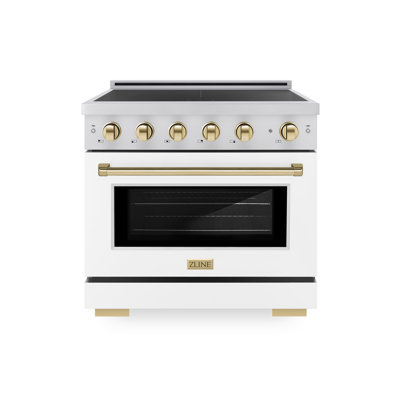 ZLINE Autograph 36 in. Paramount Induction Range with 5 Element Cooktop & Champagne Bronze Accents
