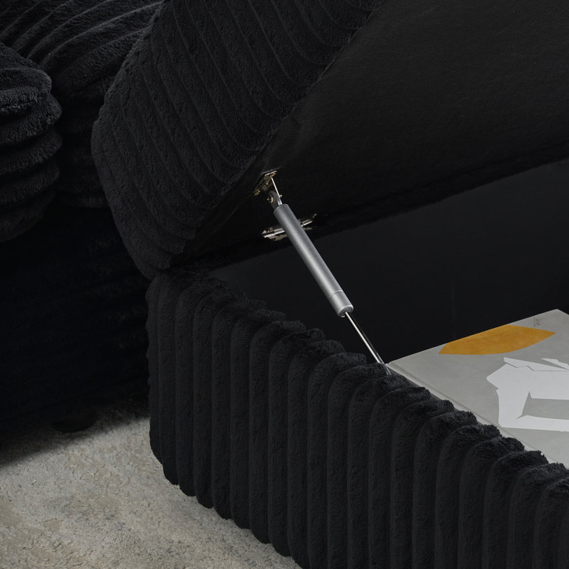 Bennett 88.58'' 3 - Piece Upholstered Sectional, Black