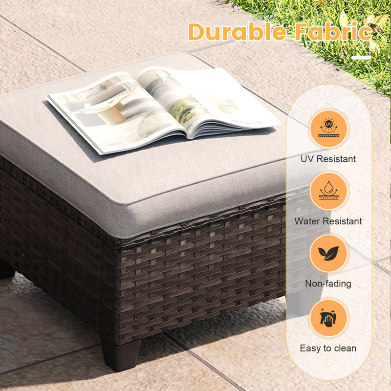patio wicker ottoman, Sand