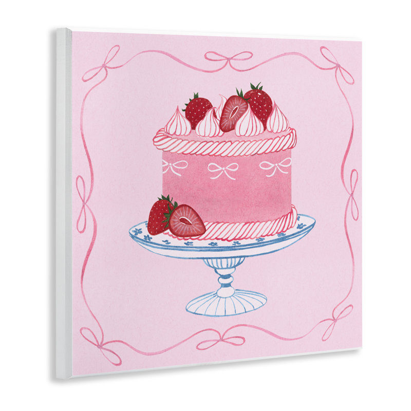 Plaque murale rose avec fraise rose, design par Grace Popp