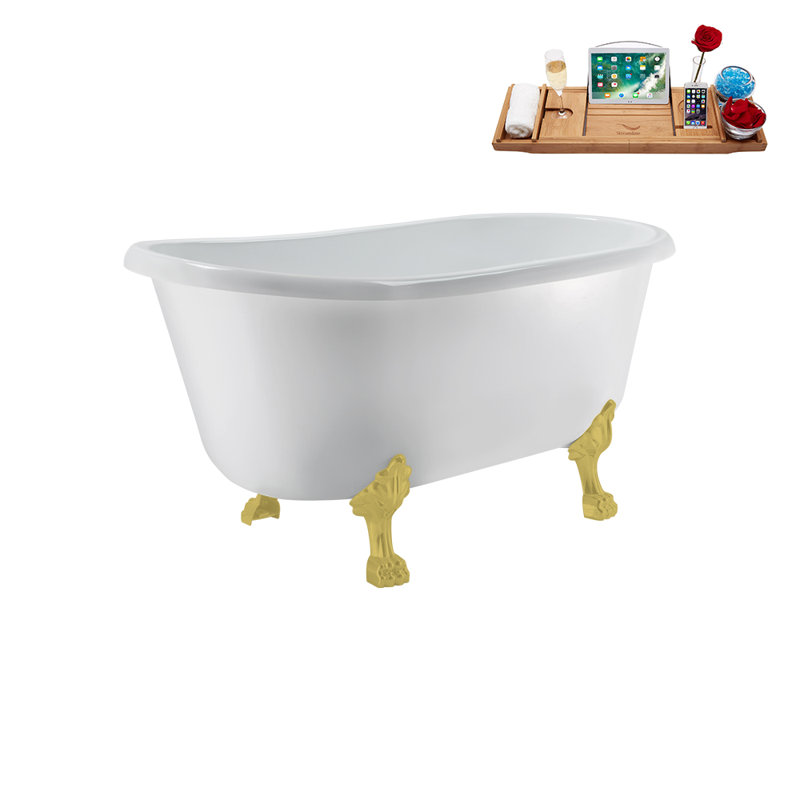 1460.5mm x 749.3mm Soaking Acrylic Bathtub, Brushed Gold, Brushed Gold